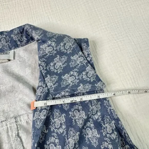 VTG Paisley Farmhouse Dress Blue White Women's 8 Prairie Cottagecore Country 90s - Picture 10 of 16